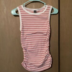 SHEIN Pink and White Striped Tee